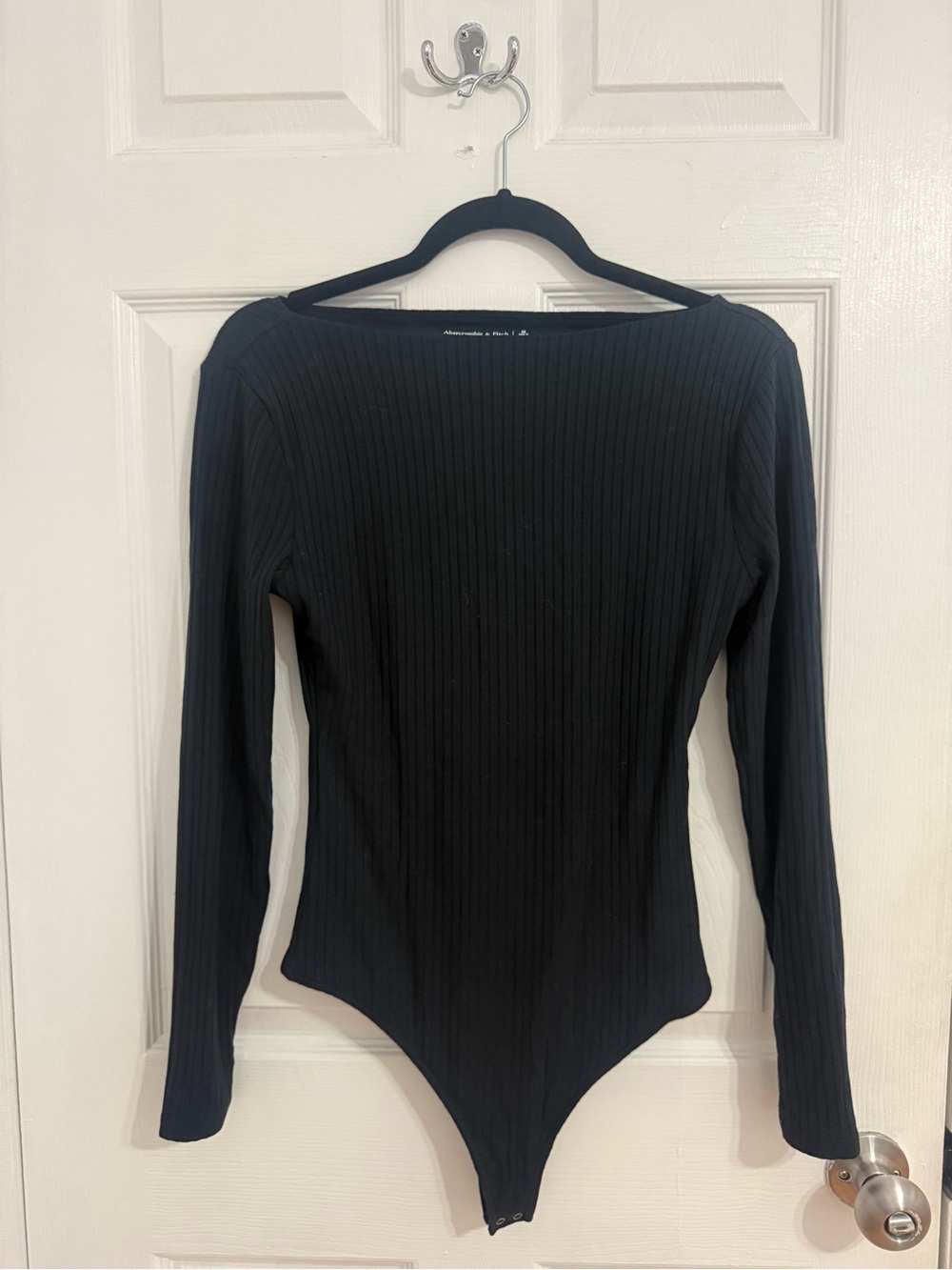 Abercrombie Long-Sleeve Wide rib slash Black Bodysuit